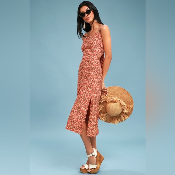 Faithfull the Brand/  Katergo Tie Back Floral Dress midi pink XS - Picture 3 of 6